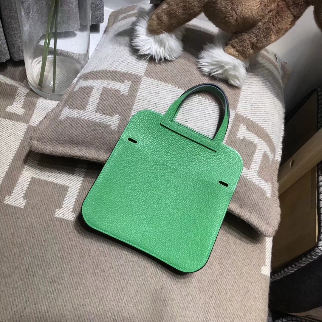 Hermes 迷妳包 Halzan mini bag togo荔枝紋1K Bamboo竹子綠