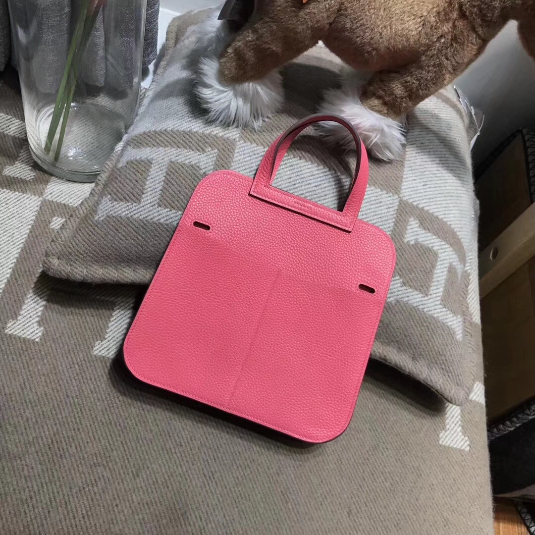 Hermes 迷妳包Halzan mini bag togo荔枝紋8W Rose Azalee新唇膏粉