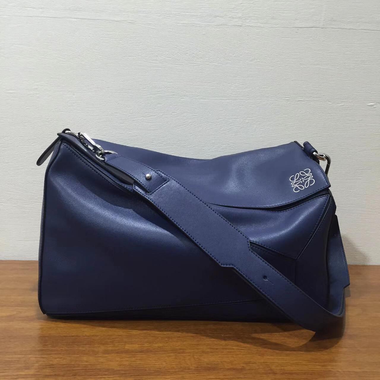 loewe羅意威 Puzzle Bag 特大號 海军蓝色 無手柄幾何拼圖包