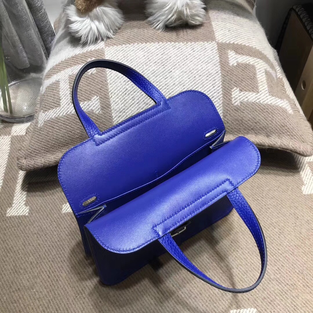 愛馬仕Hermes 迷妳包Halzan mini bag togo荔枝紋7T Blue Electric電光藍