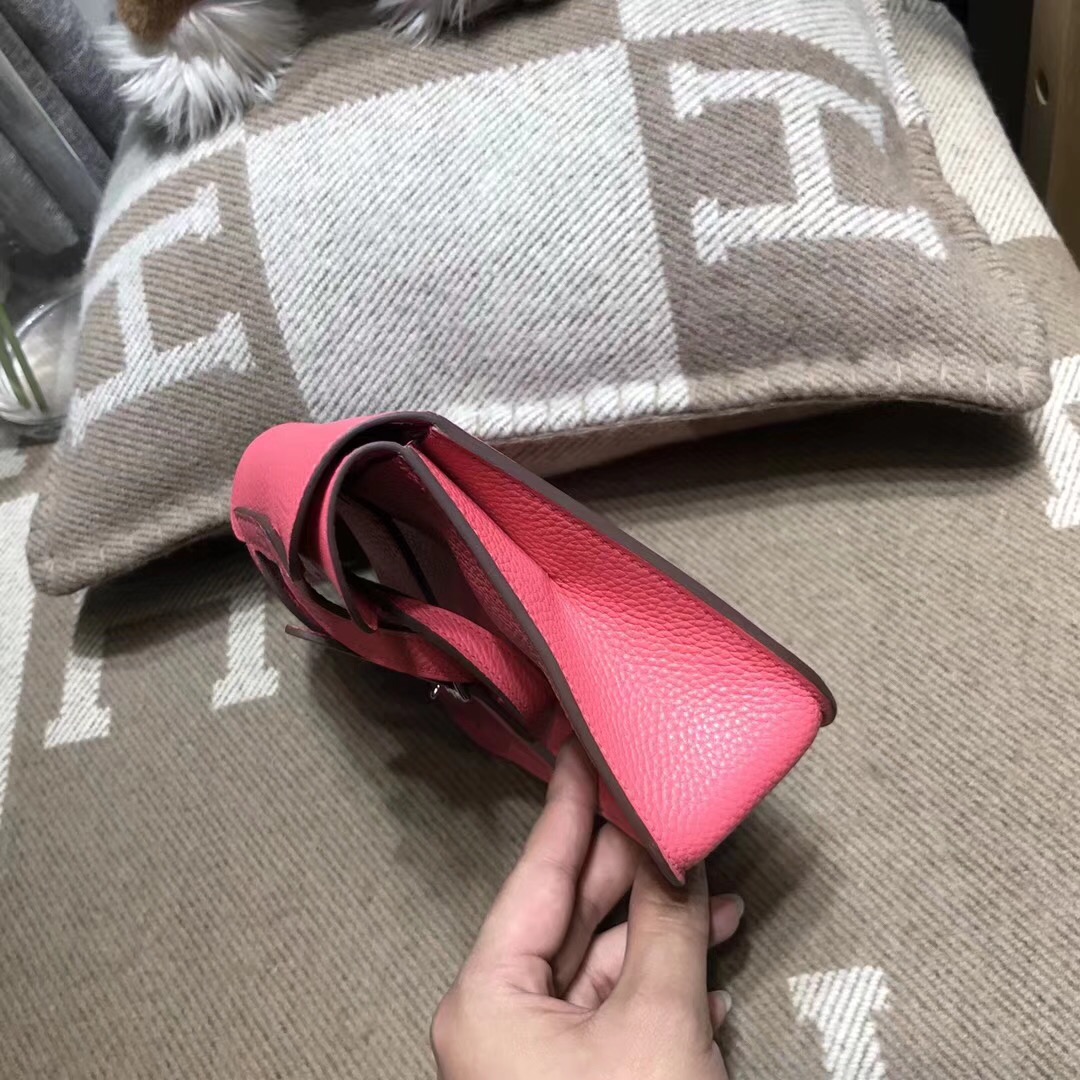 Hermes 迷妳包Halzan mini bag togo荔枝紋8W Rose Azalee新唇膏粉