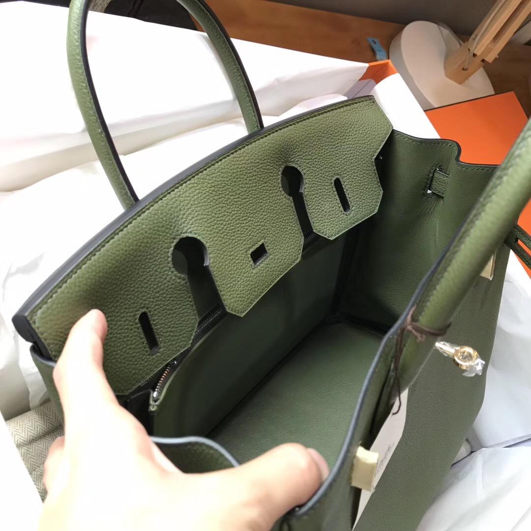 Hermes鉑金包 Birkin 30 Togo V6 Canopee 叢林綠 GHW 帥氣的綠色