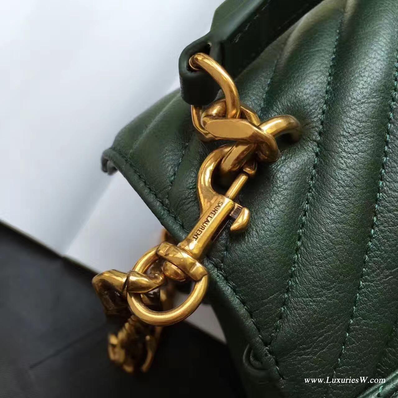 聖羅蘭YSL 經典中號MONOGRAM SAINT LAURENT COLLÈGE绿色古金