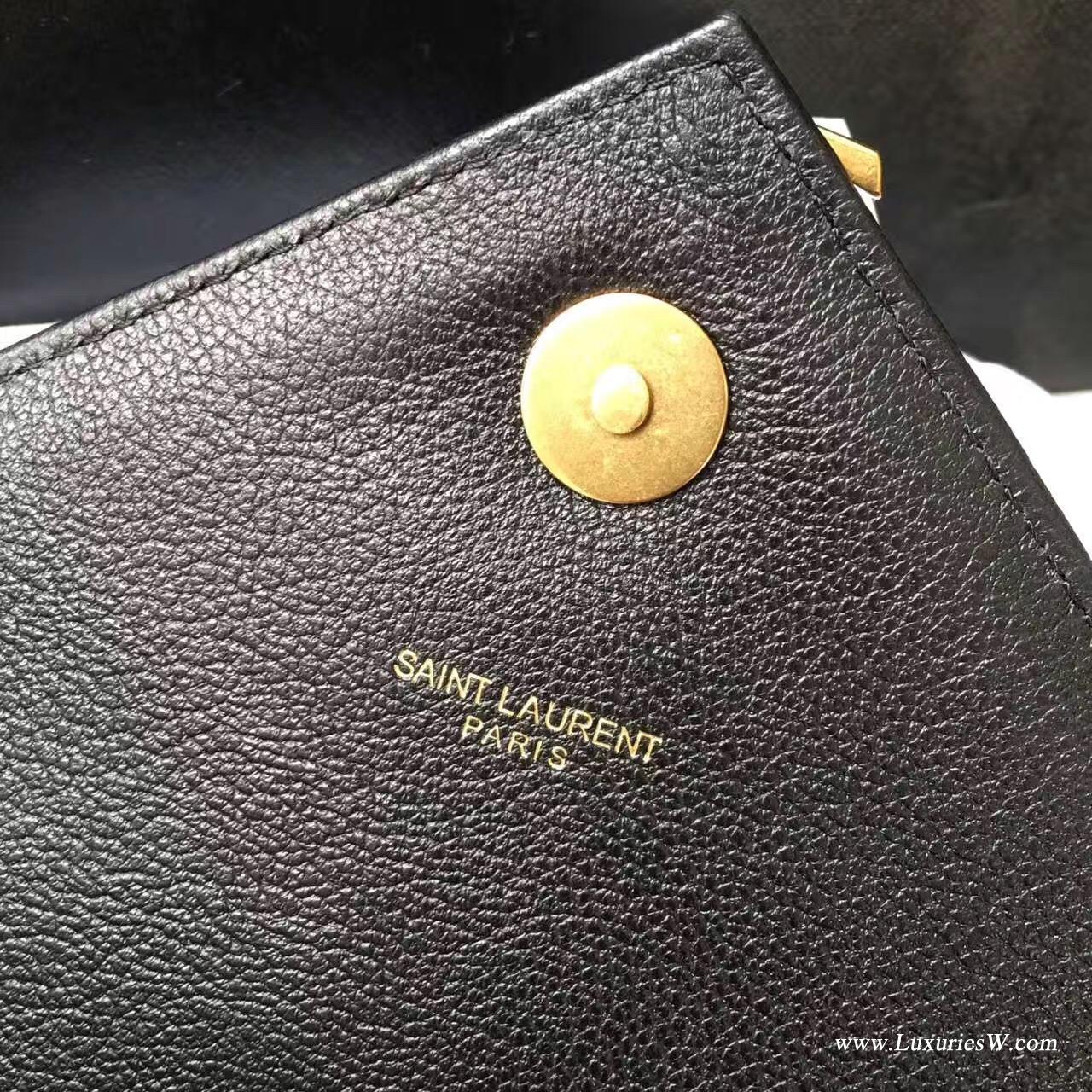 聖羅蘭YSL 經典中號MONOGRAM SAINT LAURENT COLLÈGE黑色古金