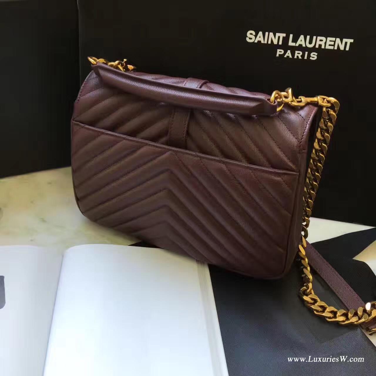 聖羅蘭YSL 經典中號MONOGRAM SAINT LAURENT COLLÈGE深紅色