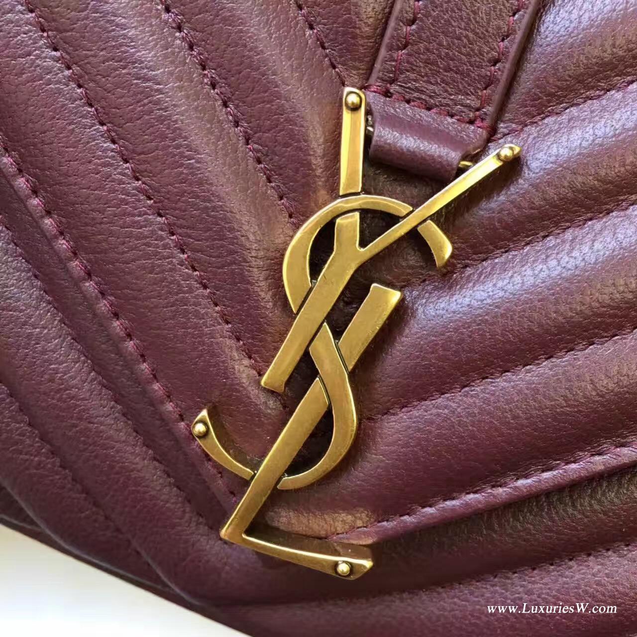 聖羅蘭YSL 經典中號MONOGRAM SAINT LAURENT COLLÈGE深紅色