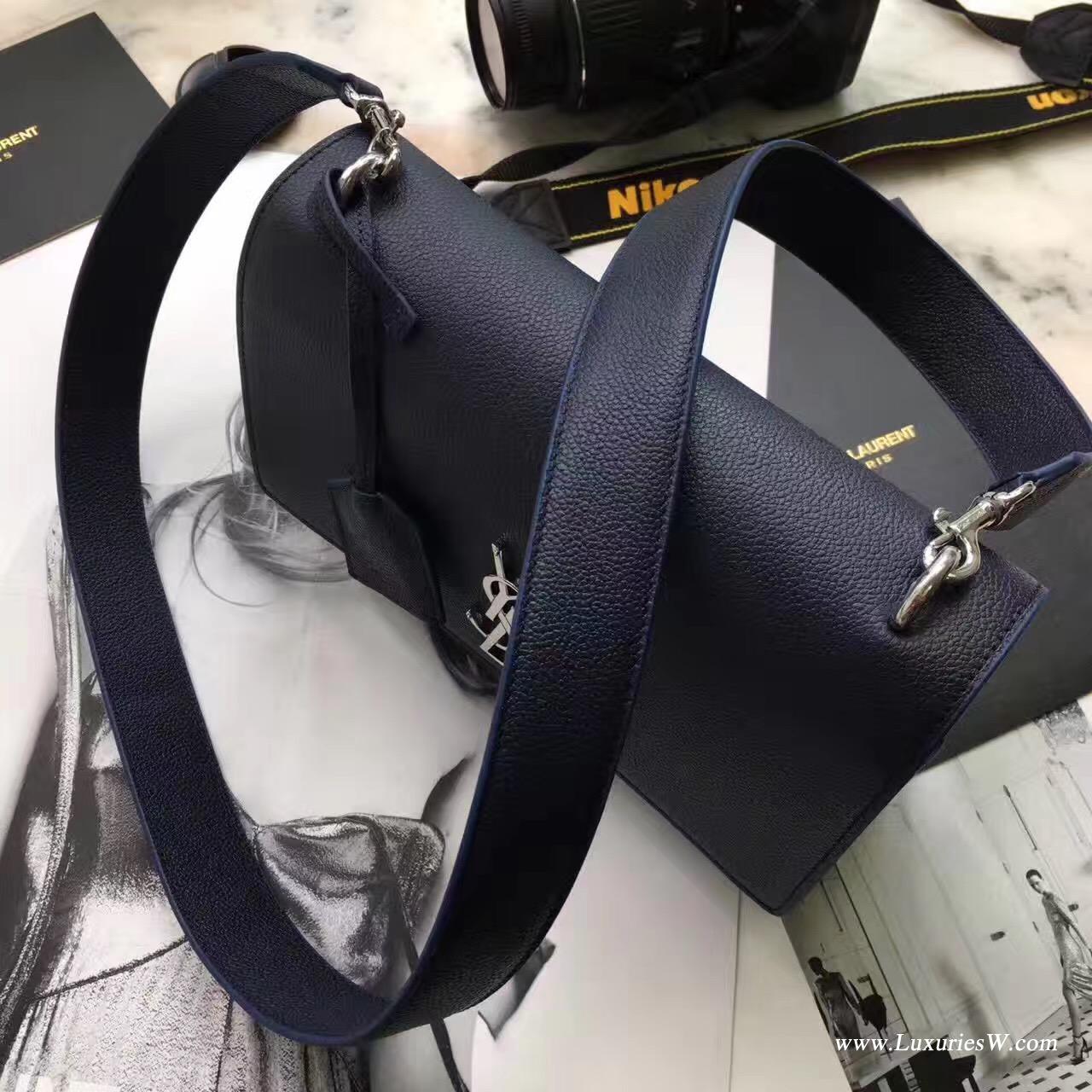 YSL中號SUNSET MONOGRAM SAINT LAURENT蓝色前翻蓋挎包