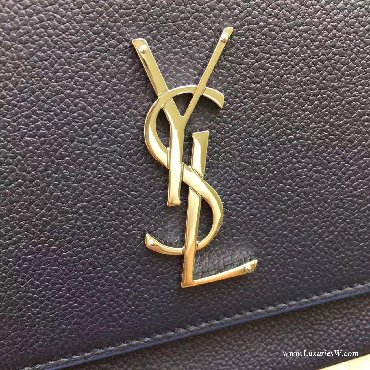 YSL中號SUNSET MONOGRAM SAINT LAURENT蓝色前翻蓋挎包