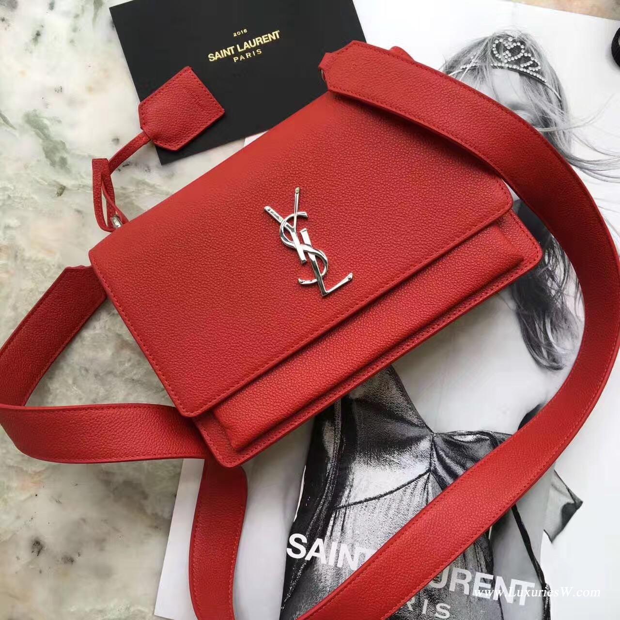 聖羅蘭YSL 中號大紅色SUNSET MONOGRAM SAINT LAURENT挎包