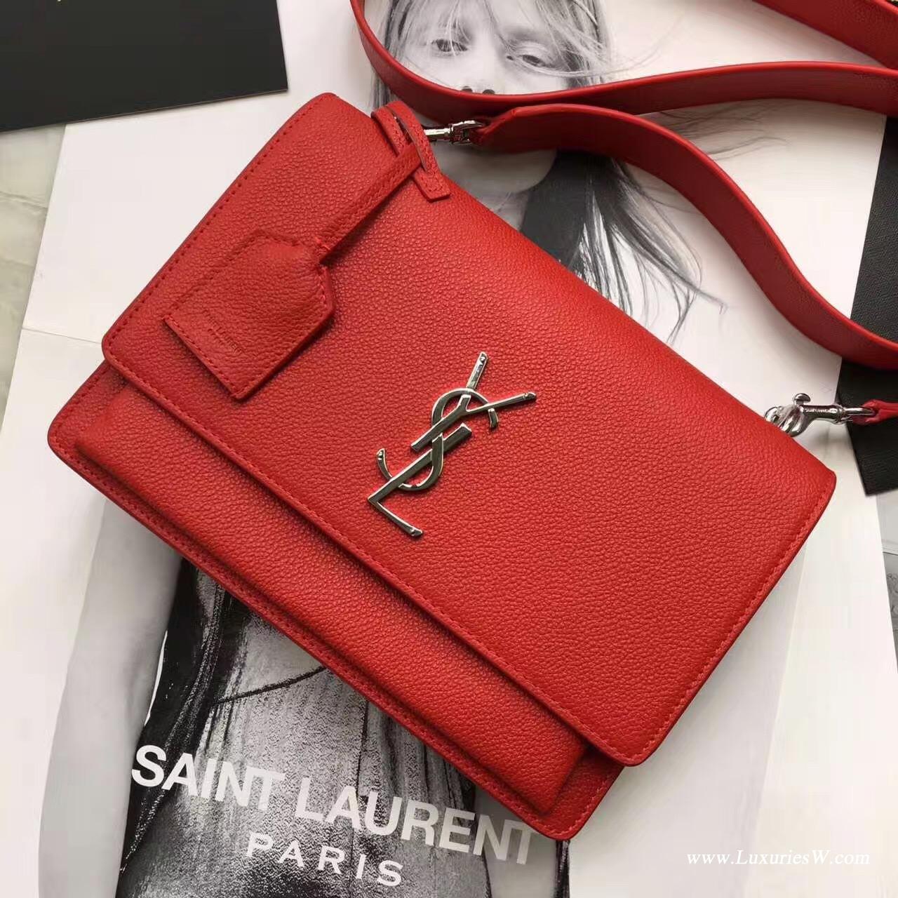 聖羅蘭YSL 中號大紅色SUNSET MONOGRAM SAINT LAURENT挎包