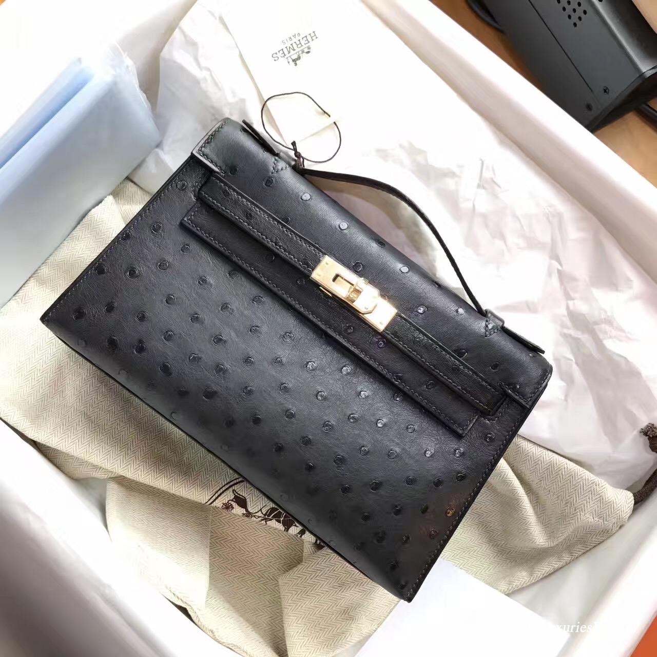 愛馬仕Hermes mini Kelly壹代 8F Etain锡器灰鸵鸟很有气质的一个灰色 金色金属