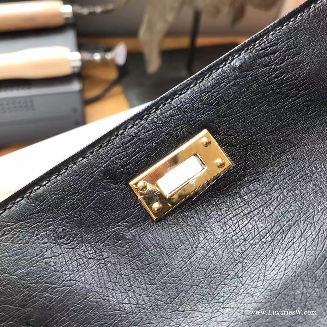 愛馬仕Hermes mini Kelly壹代 8F Etain锡器灰鸵鸟很有气质的一个灰色 金色金属