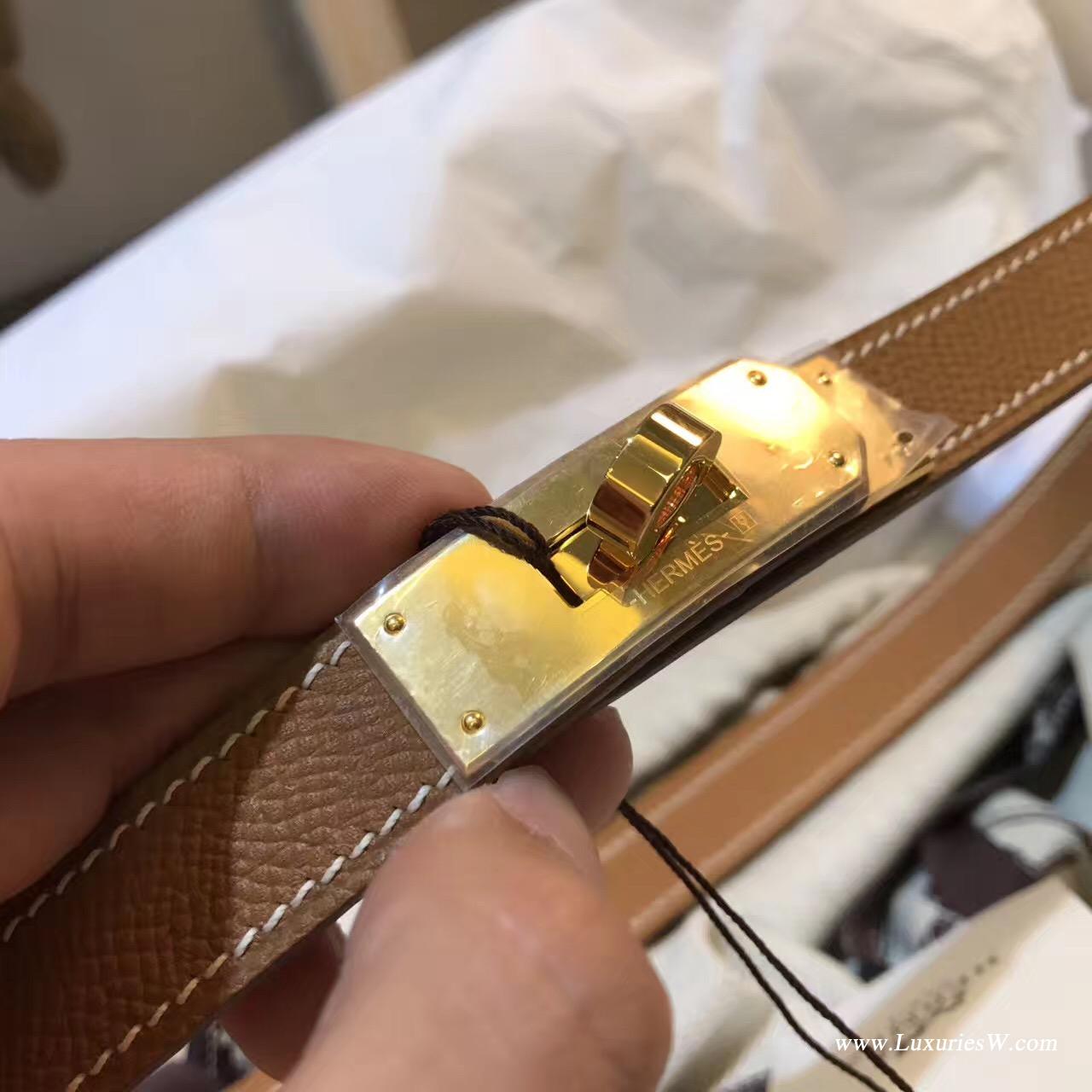 Kelly Belt Epsom CK 37 Gold金棕色腰带 纯手工