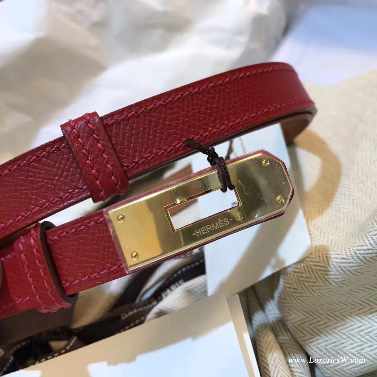 Kelly Belt Epsom Q5 Rouge Cossacks中国红腰带 纯手工