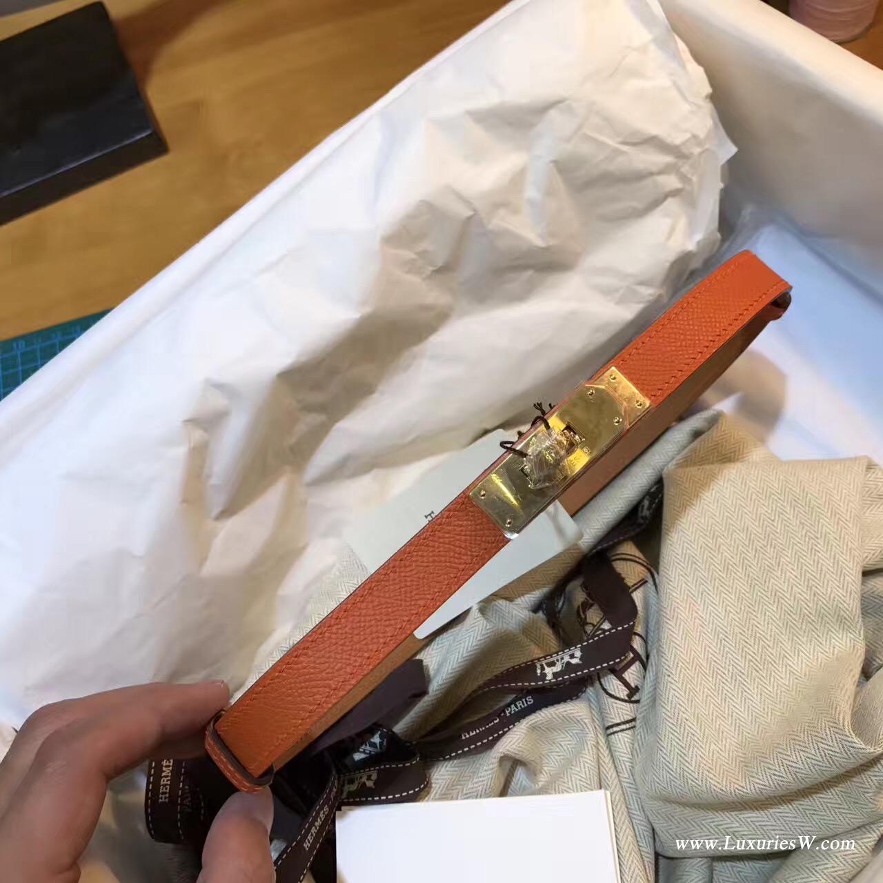 Kelly Belt Epsom CK93 Orange经典橙色腰带 纯手工