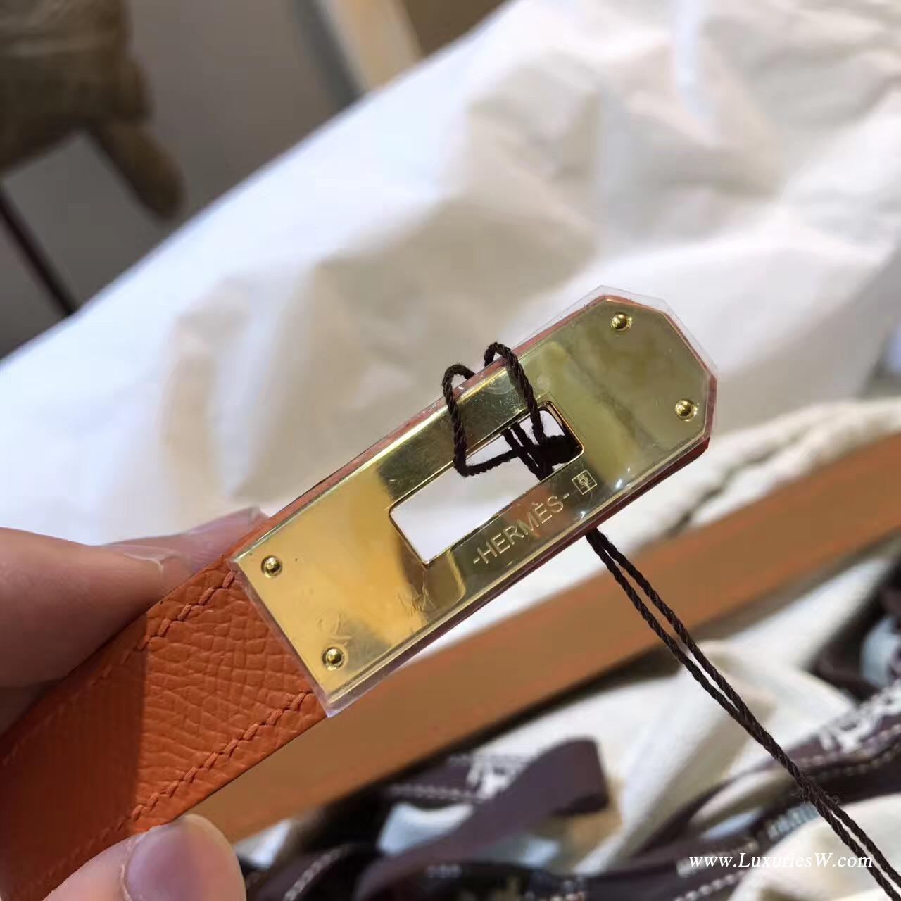 Kelly Belt Epsom CK93 Orange经典橙色腰带 纯手工