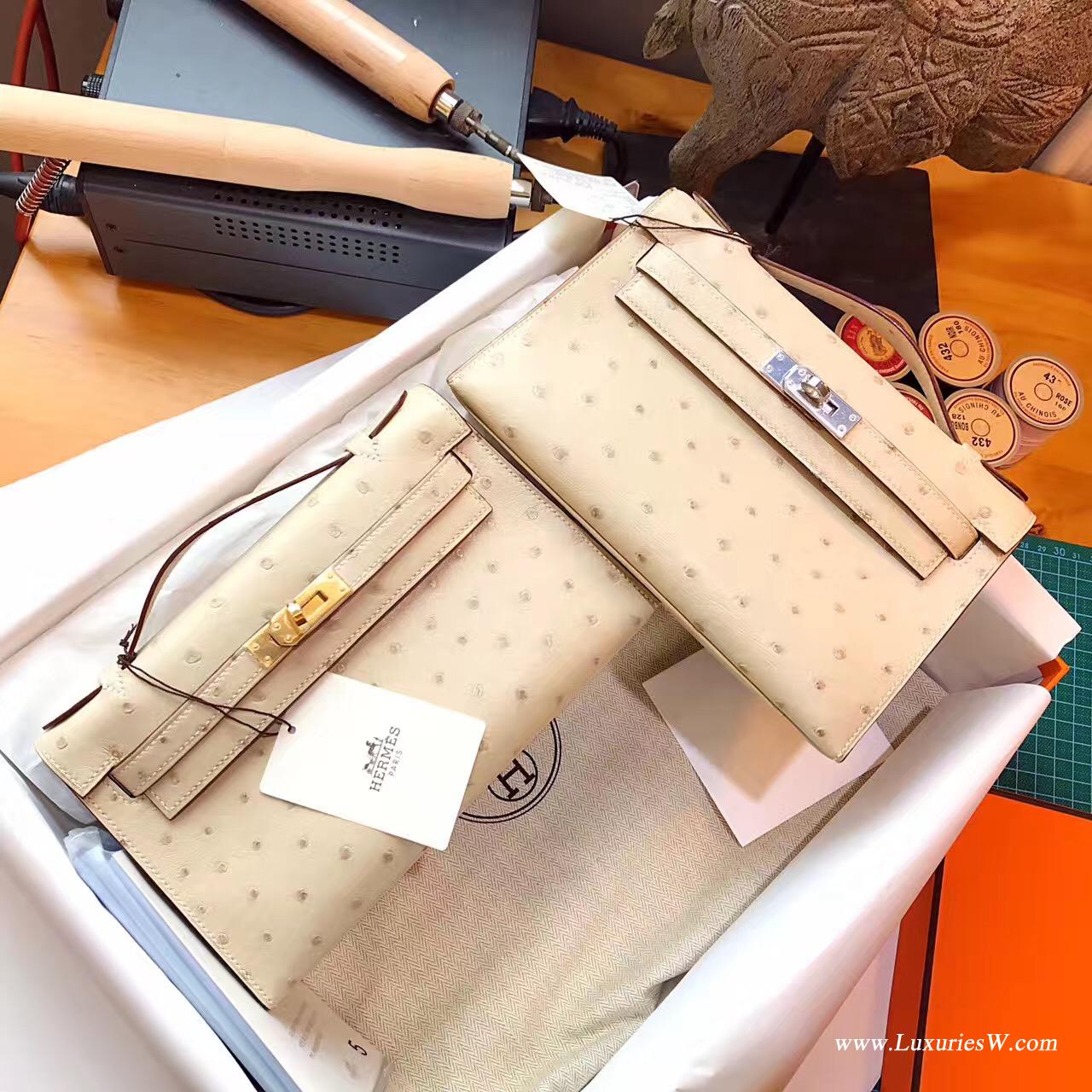 Hermes Mini Kelly 鴕鳥CK10 Craie 奶昔白 GHW 氣質淡素色系金扣