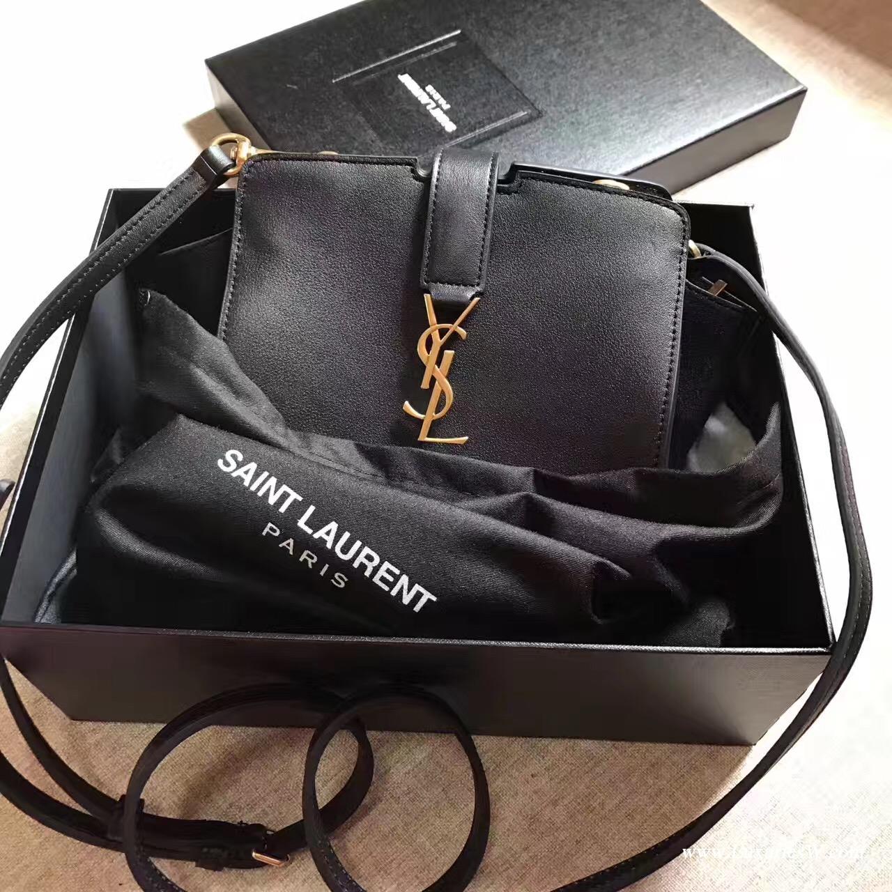 YSL TOY YSL CABAS黑色真皮迷你包 SAINT LAURENT CABAS單肩斜背包