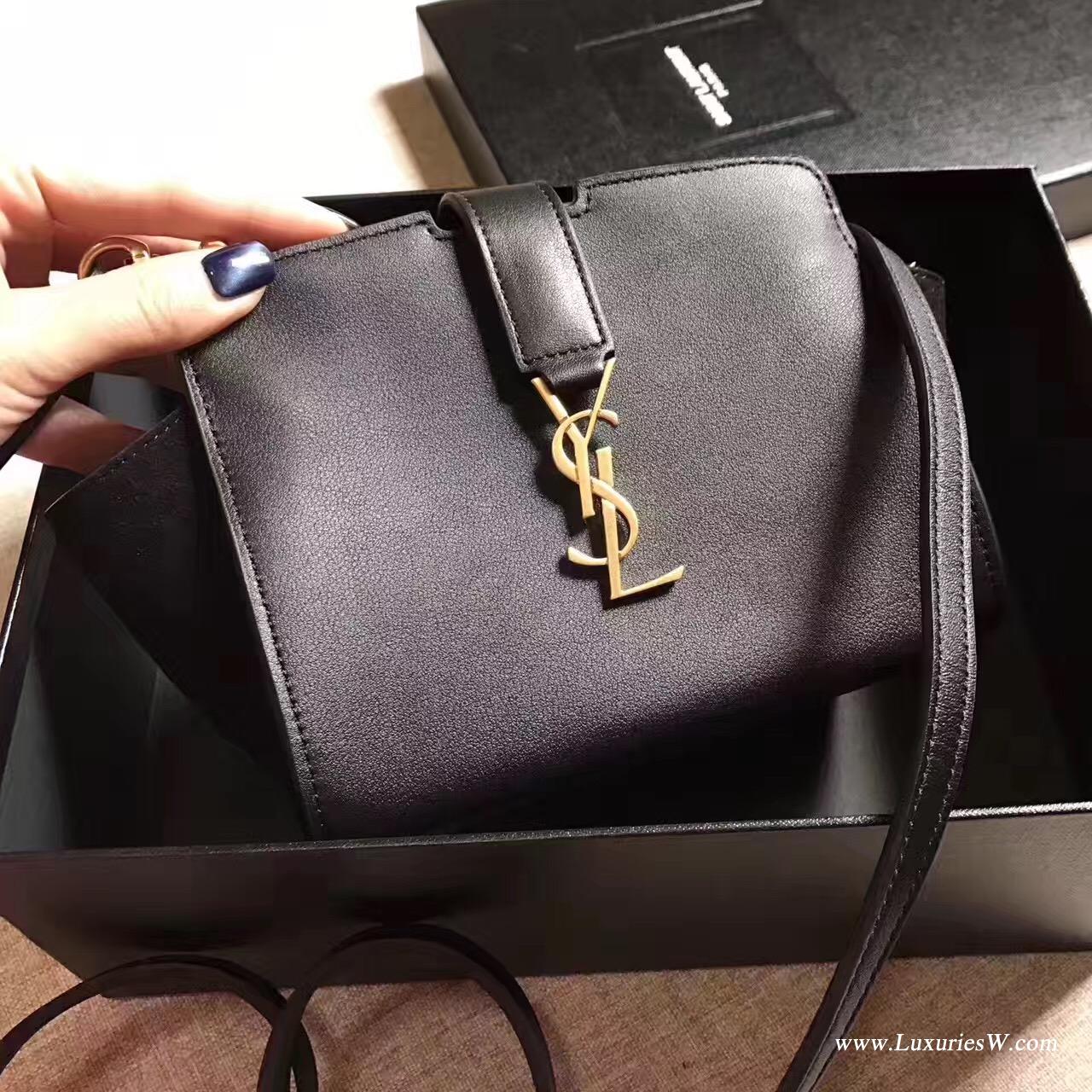 YSL TOY YSL CABAS黑色真皮迷你包 SAINT LAURENT CABAS單肩斜背包