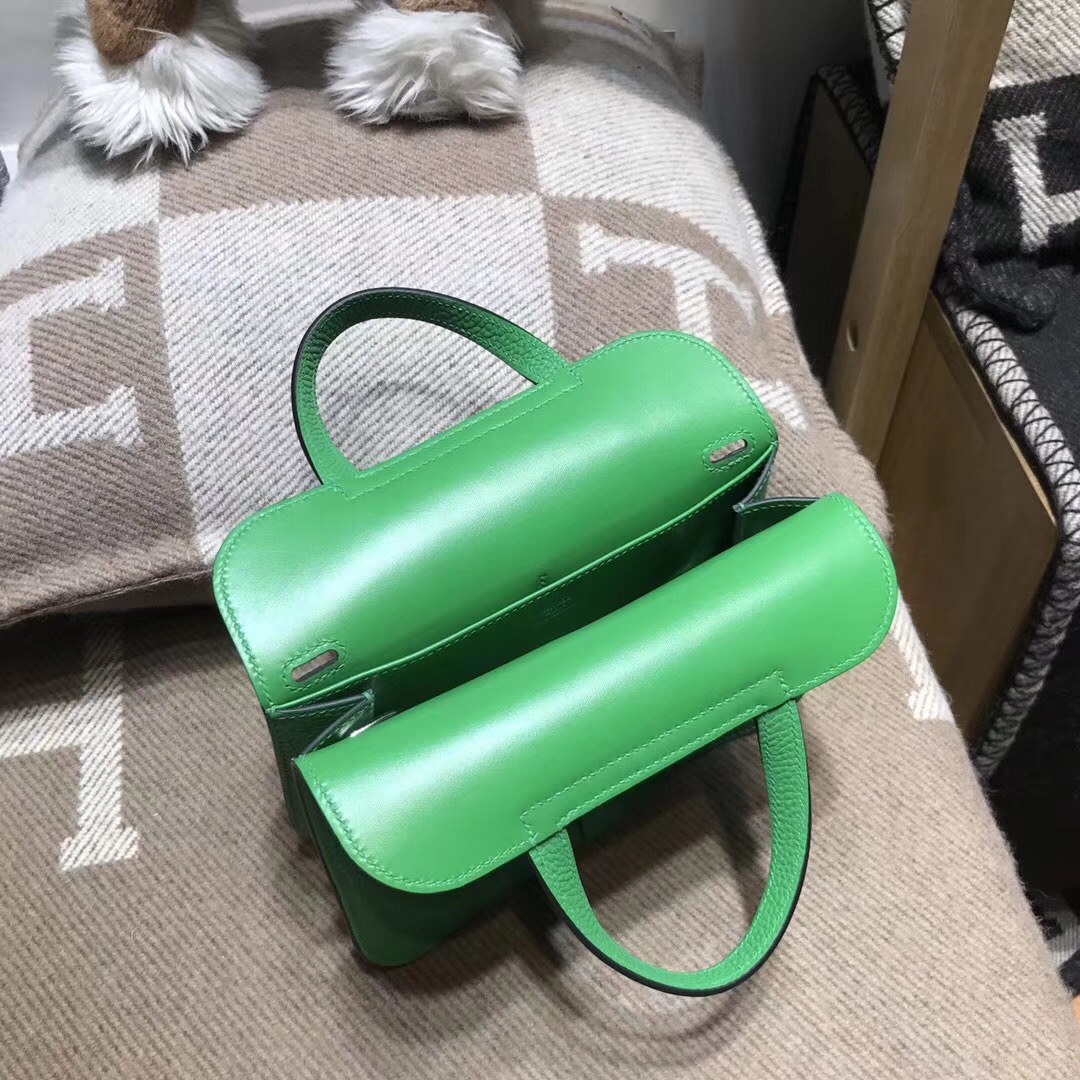 Hermes 迷妳包 Halzan mini bag togo荔枝紋1K Bamboo竹子綠