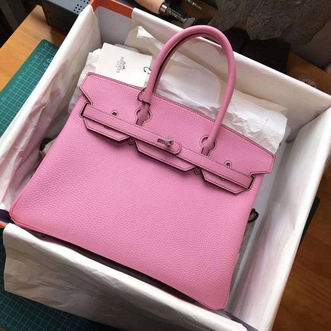 Hermes鉑金包 Birkin 30 togo 5P Pink 櫻花粉色银扣 Hermes最出名的包袋