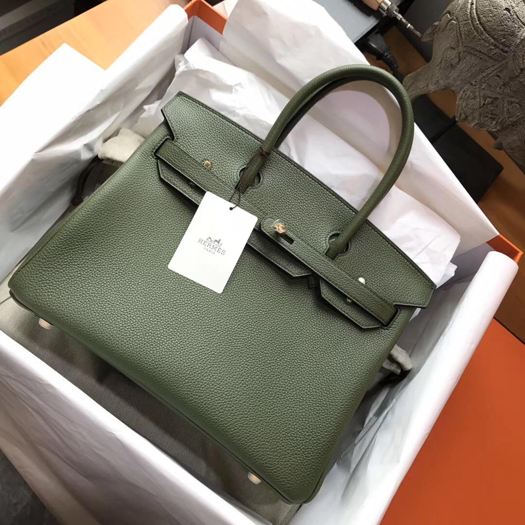 Hermes鉑金包 Birkin 30 Togo V6 Canopee 叢林綠 GHW 帥氣的綠色