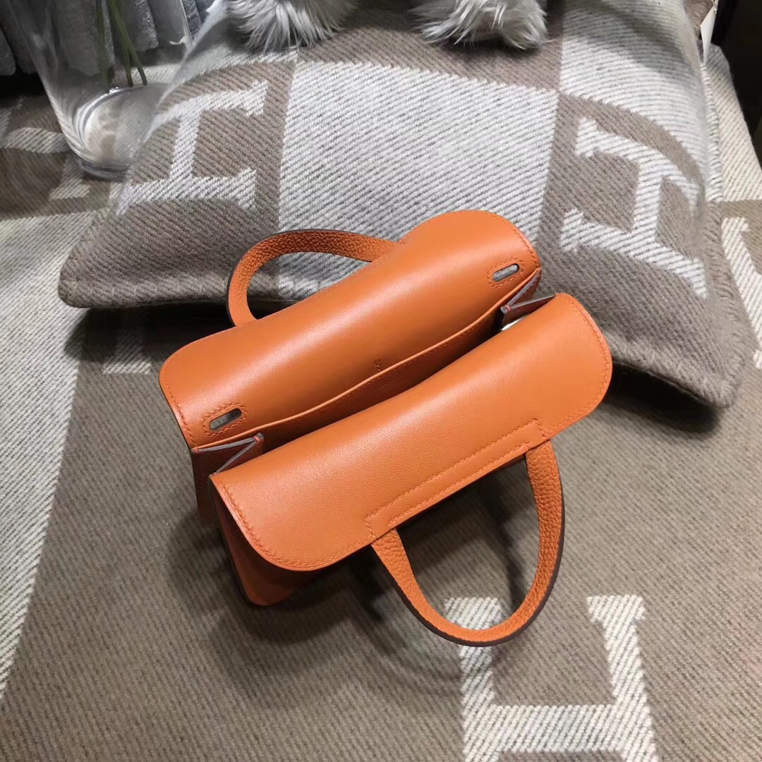 Hermes 迷妳包Halzan mini bag togo 荔枝紋CK93 Orange經典橙