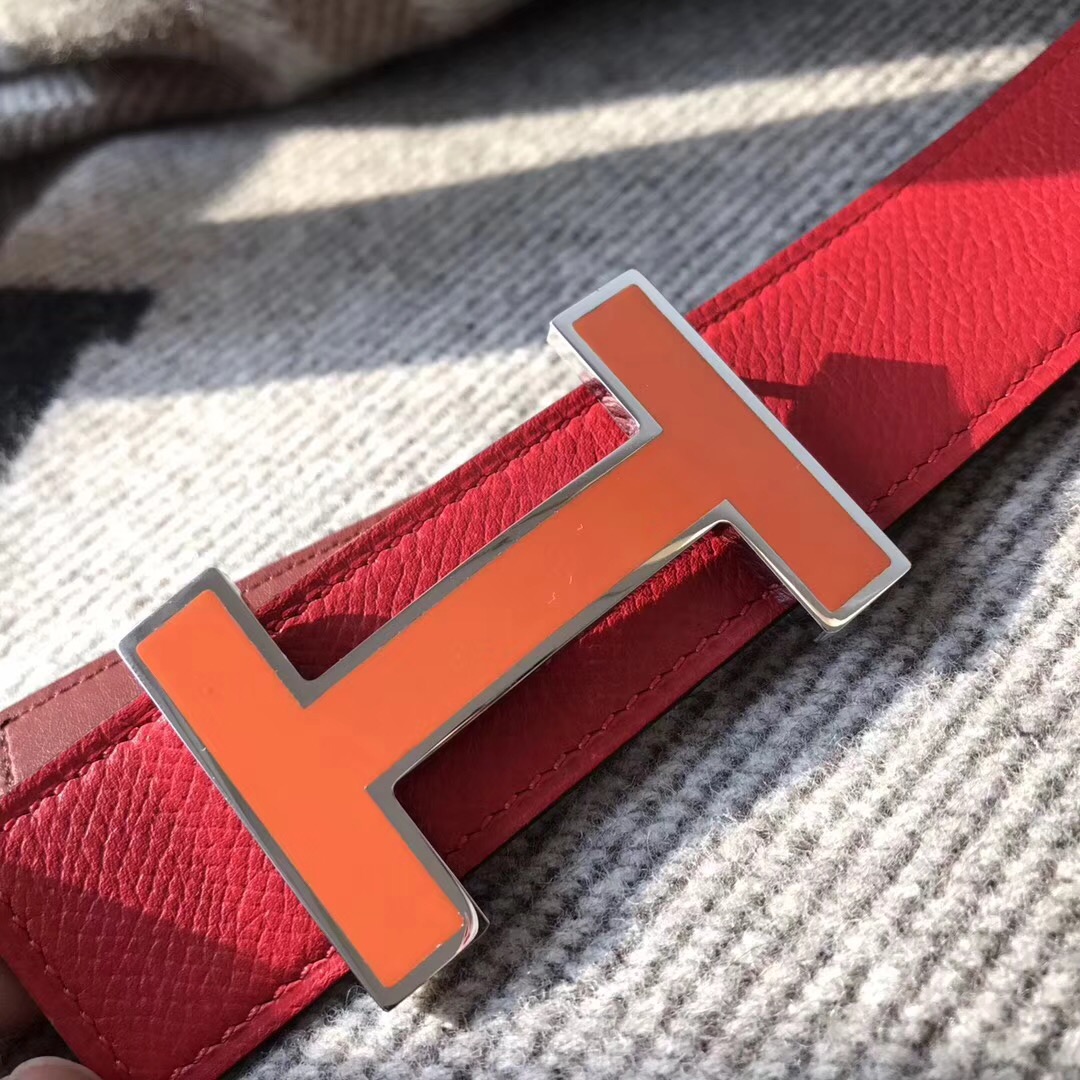 Hermes皮帶H扣 belt epsom国旗红色/宝石红色腰帶 75～115歐碼
