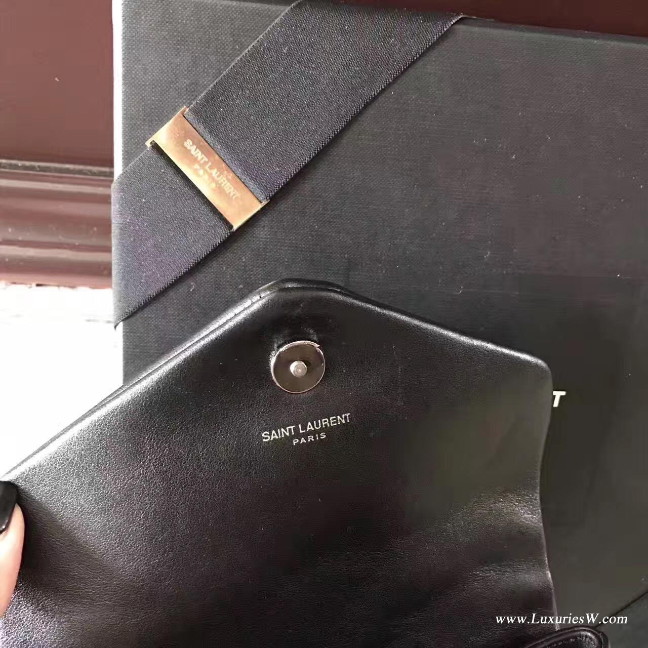 YSL SAINT LAURENT黑色斜跨带 带可调节可拆卸斜跨皮带