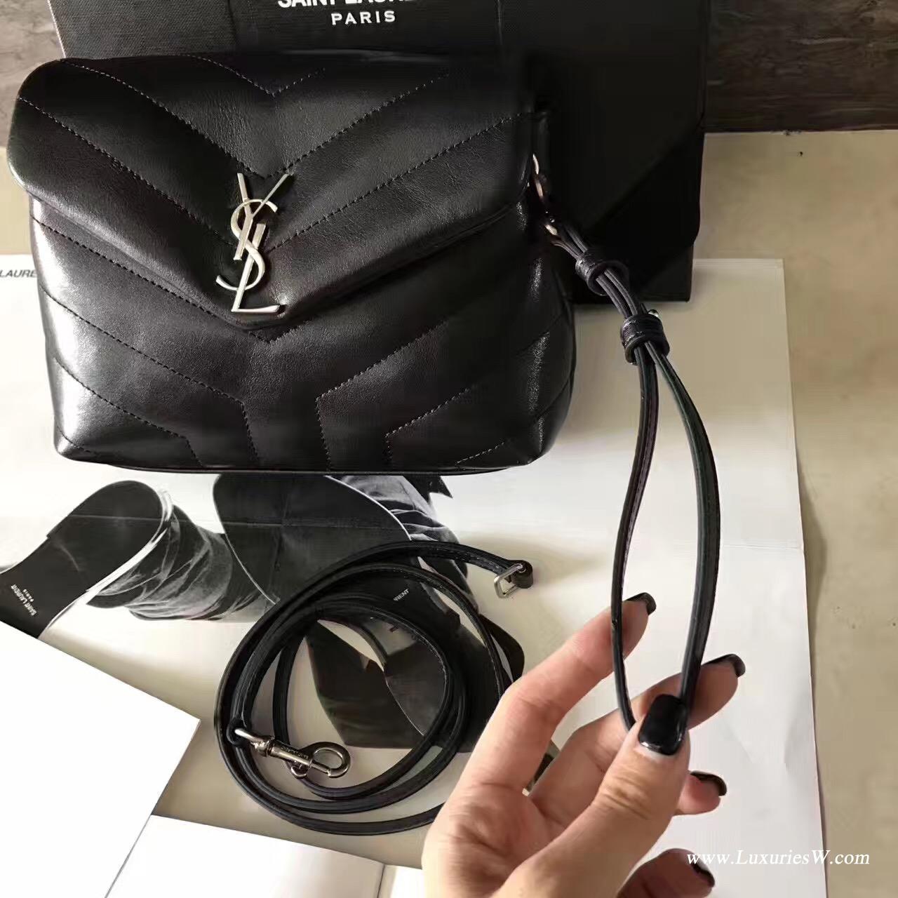 YSL SAINT LAURENT黑色斜跨带 带可调节可拆卸斜跨皮带