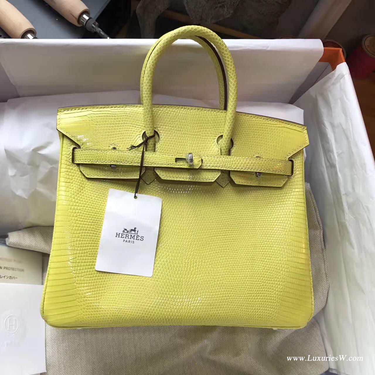 愛馬仕鉑金包 Birkin 25 蜥蜴皮9H Soleils檸檬黃 GHW 超級小美人黃