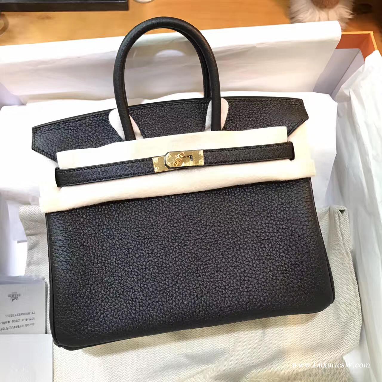 愛馬仕鉑金包Birkin 25 黑金 togo CK89 Nior 黑銀