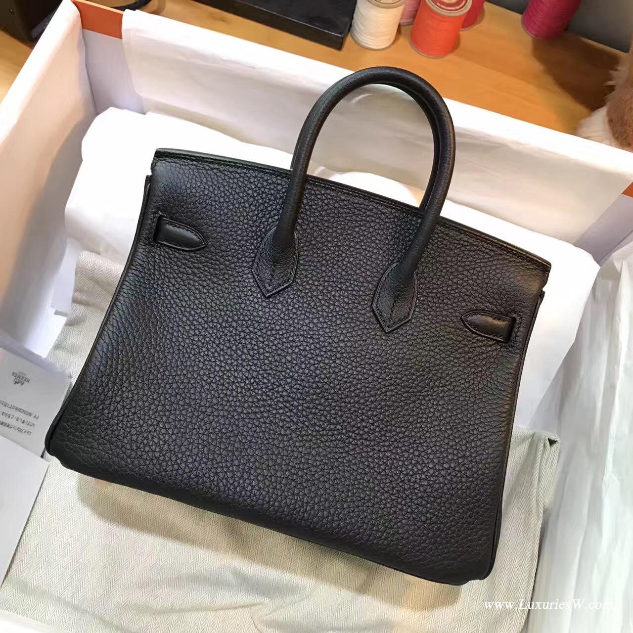 愛馬仕鉑金包Birkin 25 黑金 togo CK89 Nior 黑銀