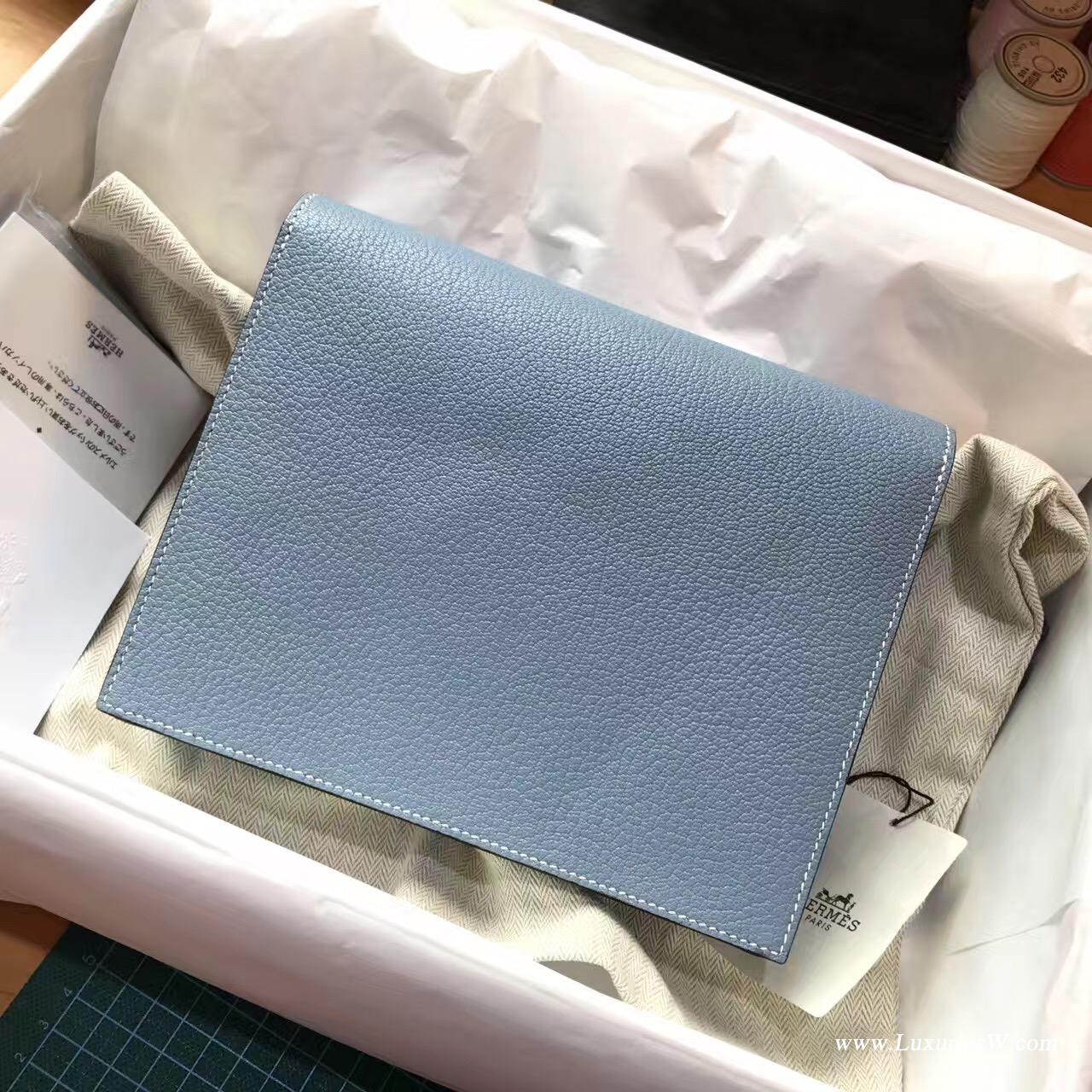 愛馬仕 Herems Verrou Chaine bag 手包最新款手包 J7 Blue Lin亞麻藍算藍色系列
