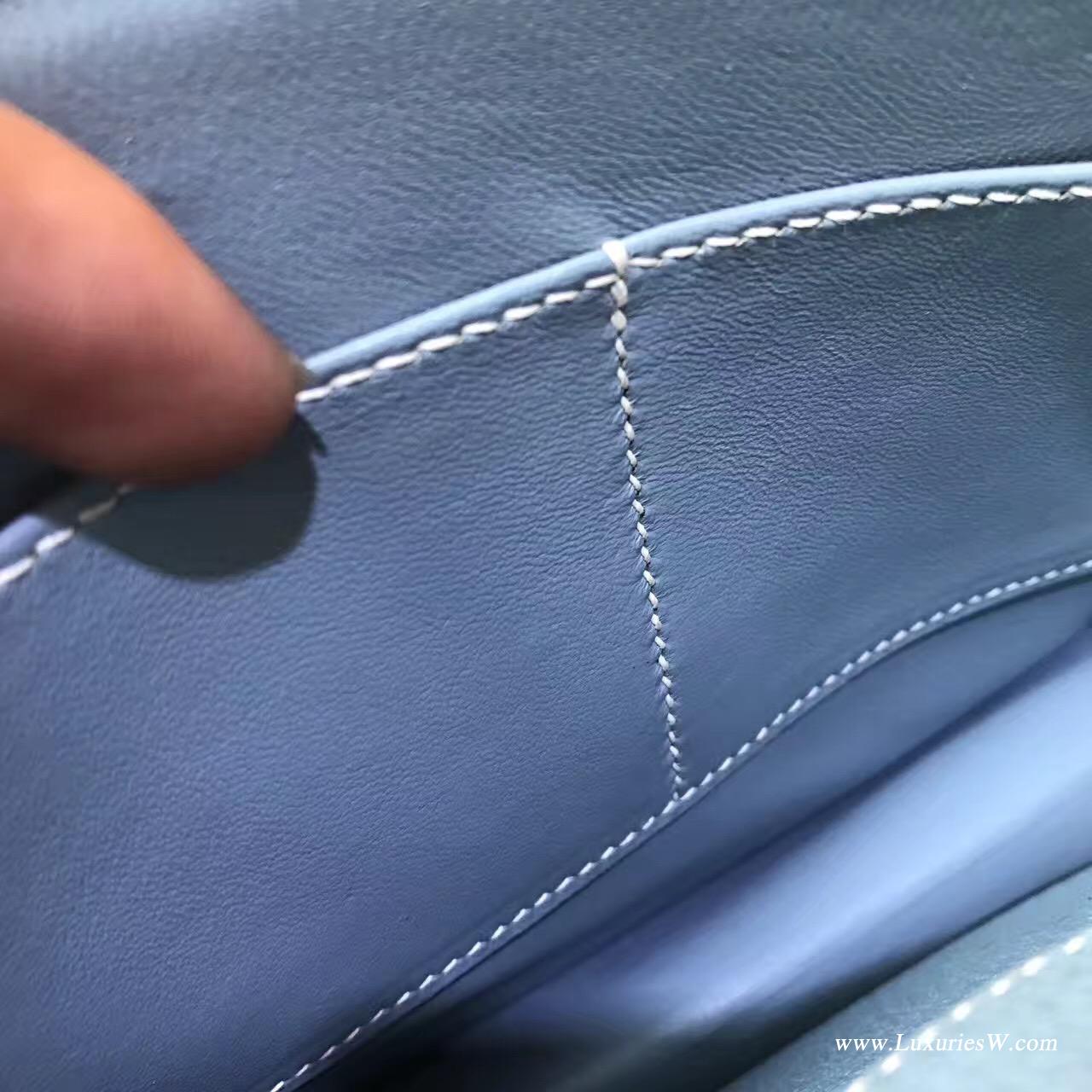 愛馬仕 Herems Verrou Chaine bag 手包最新款手包 J7 Blue Lin亞麻藍算藍色系列