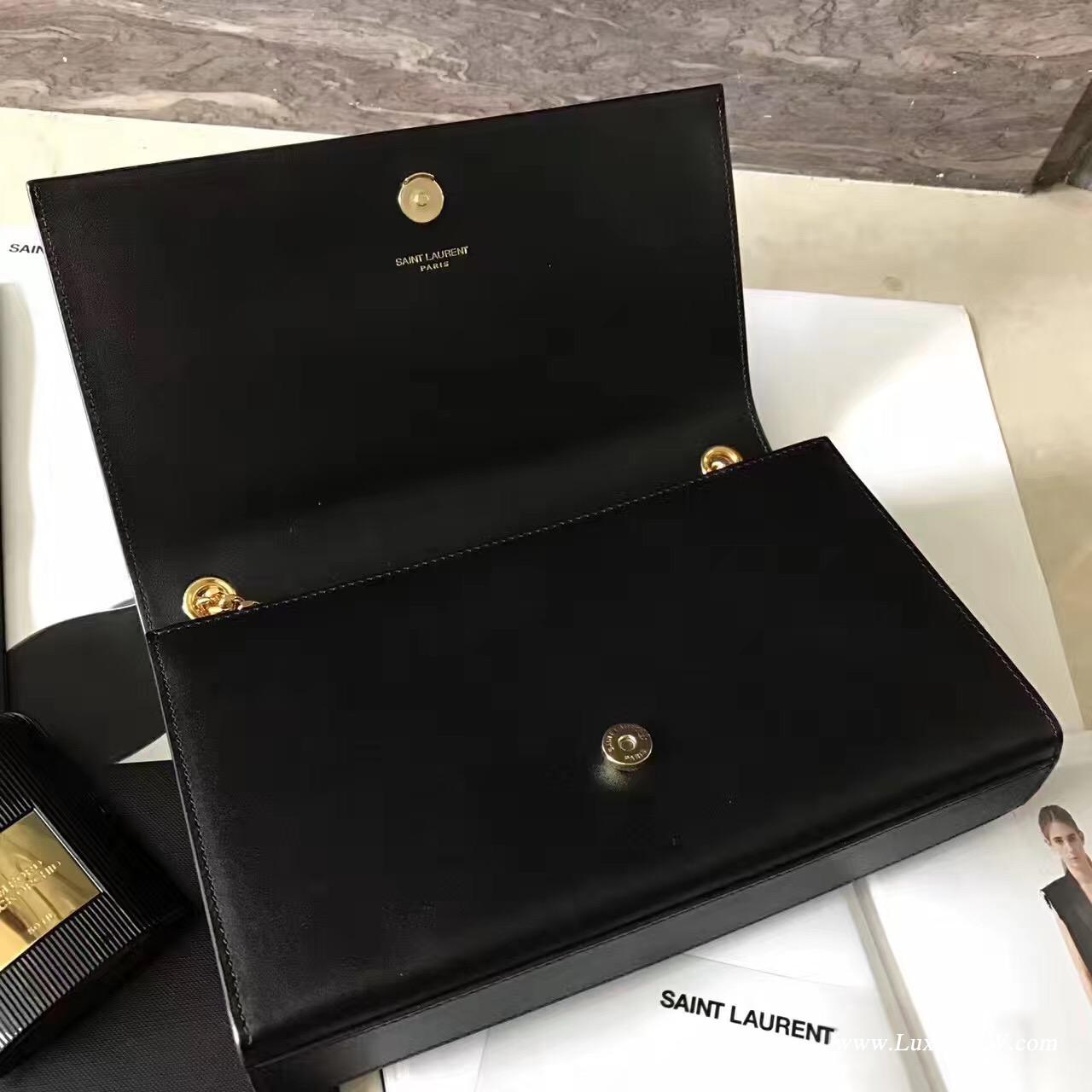 YSL中号KATE MONOGRAM SAINT LAURENT黑色流苏挎包