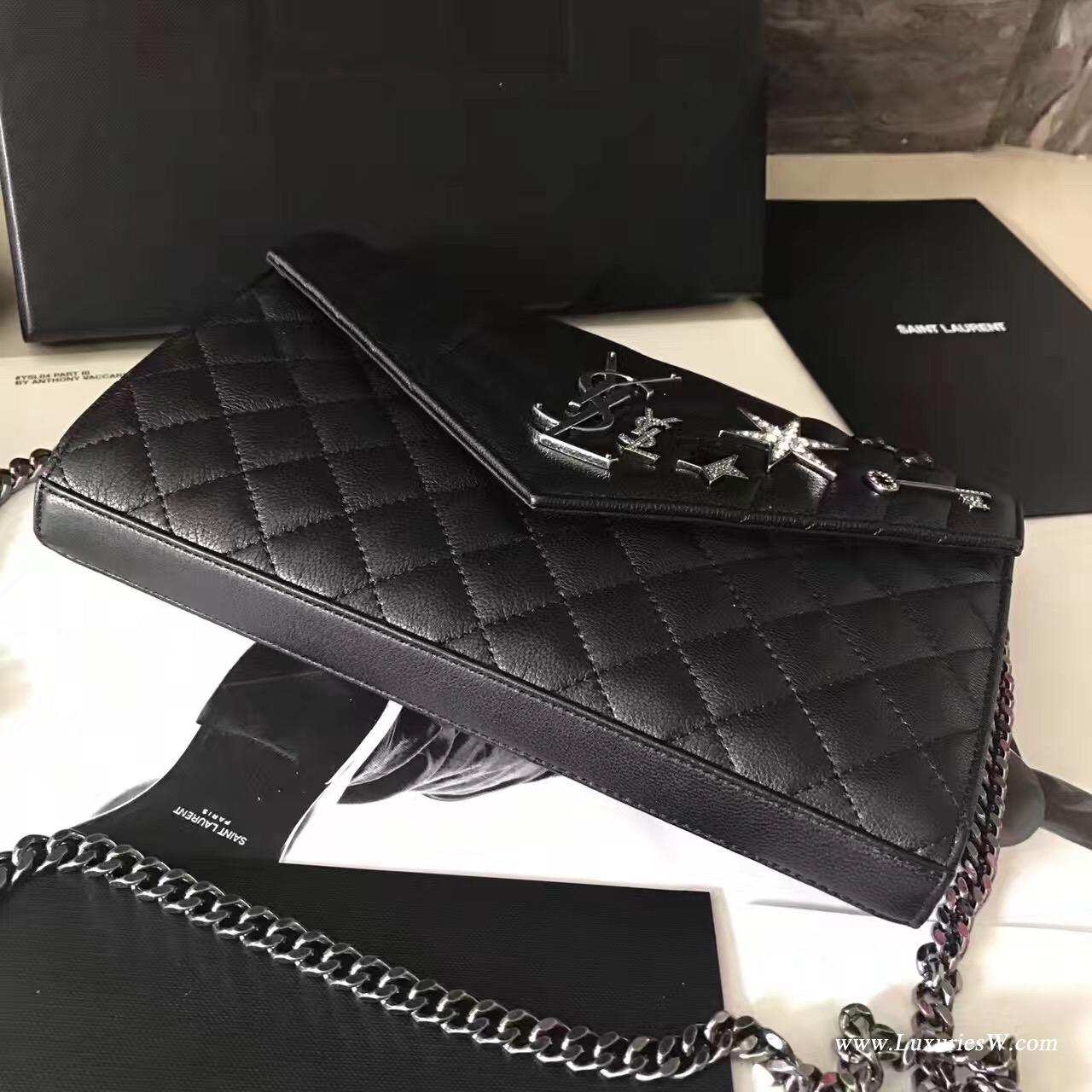 YSL 最新MONOGRAM翻蓋包水晶點綴裝飾品