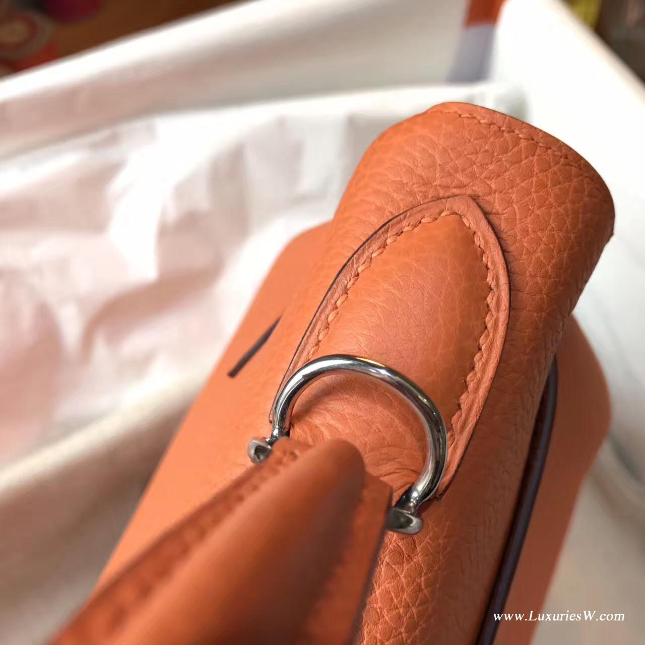 愛馬仕Hermes Kelly 凱莉包 28cm Togo CK93 Orange經典橙银扣