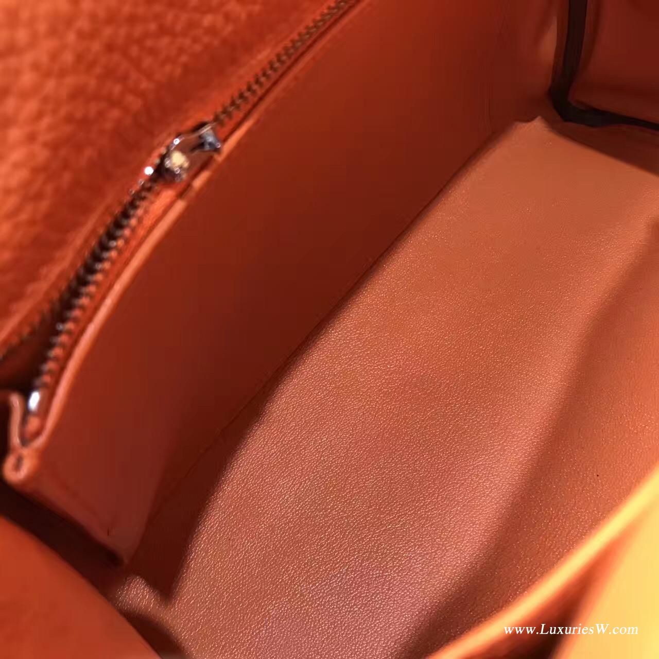 愛馬仕Hermes Kelly 凱莉包 28cm Togo CK93 Orange經典橙银扣