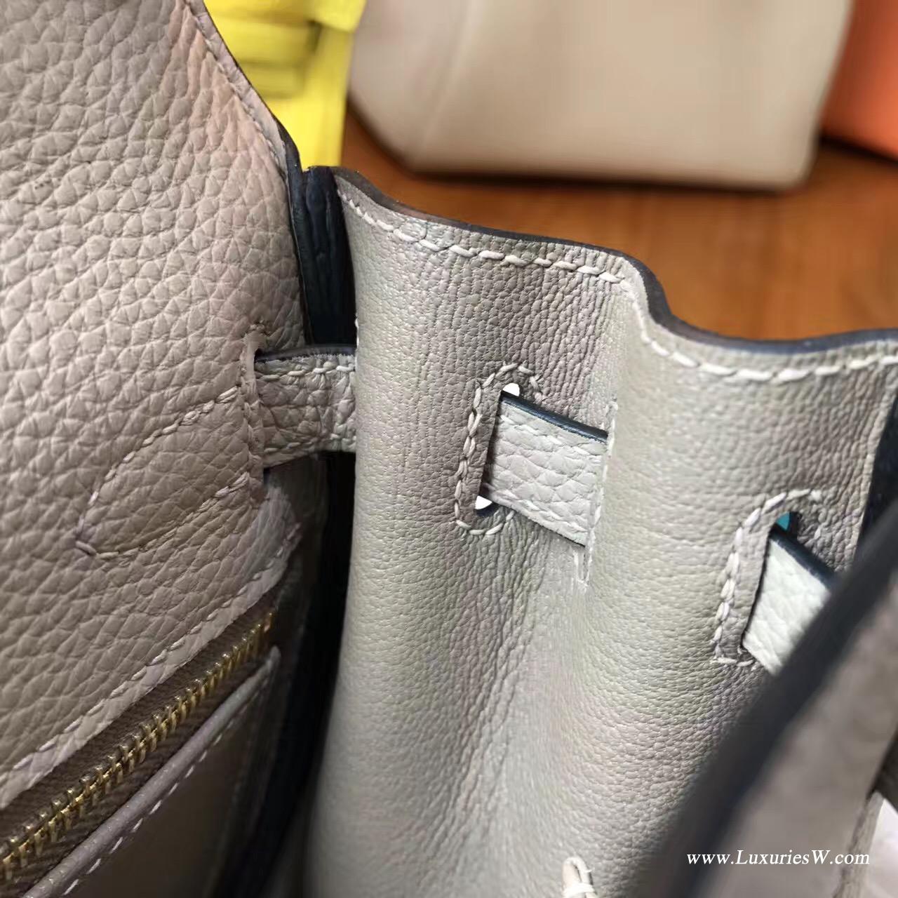 愛馬仕凱莉包Hermes Kelly 25cm togo 斑鳩灰CK81 Gris Tourterelle 金扣