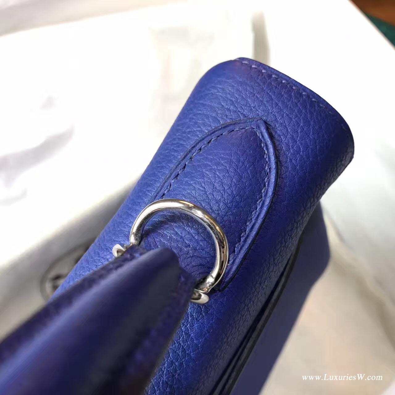 愛馬仕凱莉包Hermes Kelly 32cm Togo 7T Blue Electric電光藍银扣