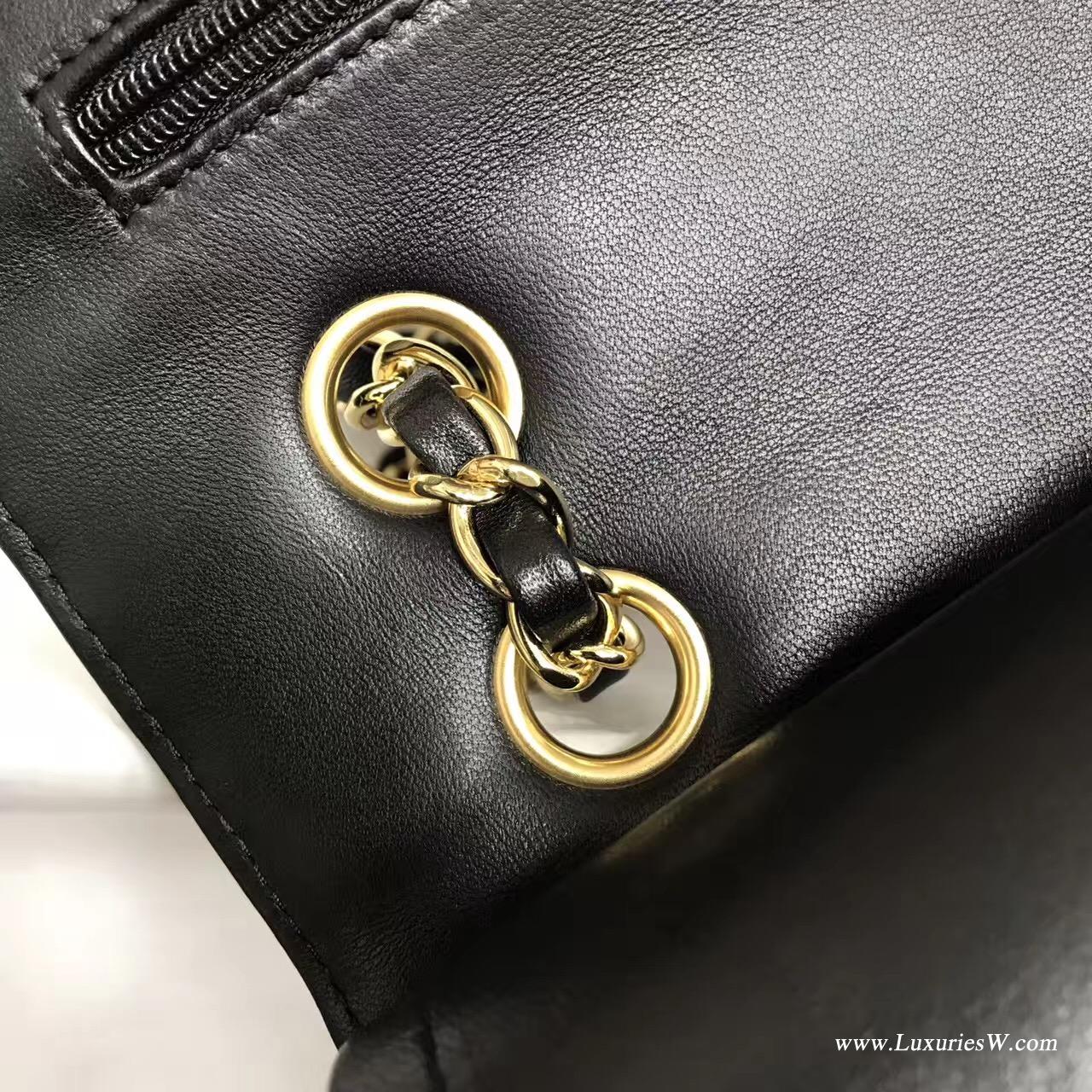 小香Classic Flap Bag黑色V型 A01112 口蓋包小羊皮金色金屬