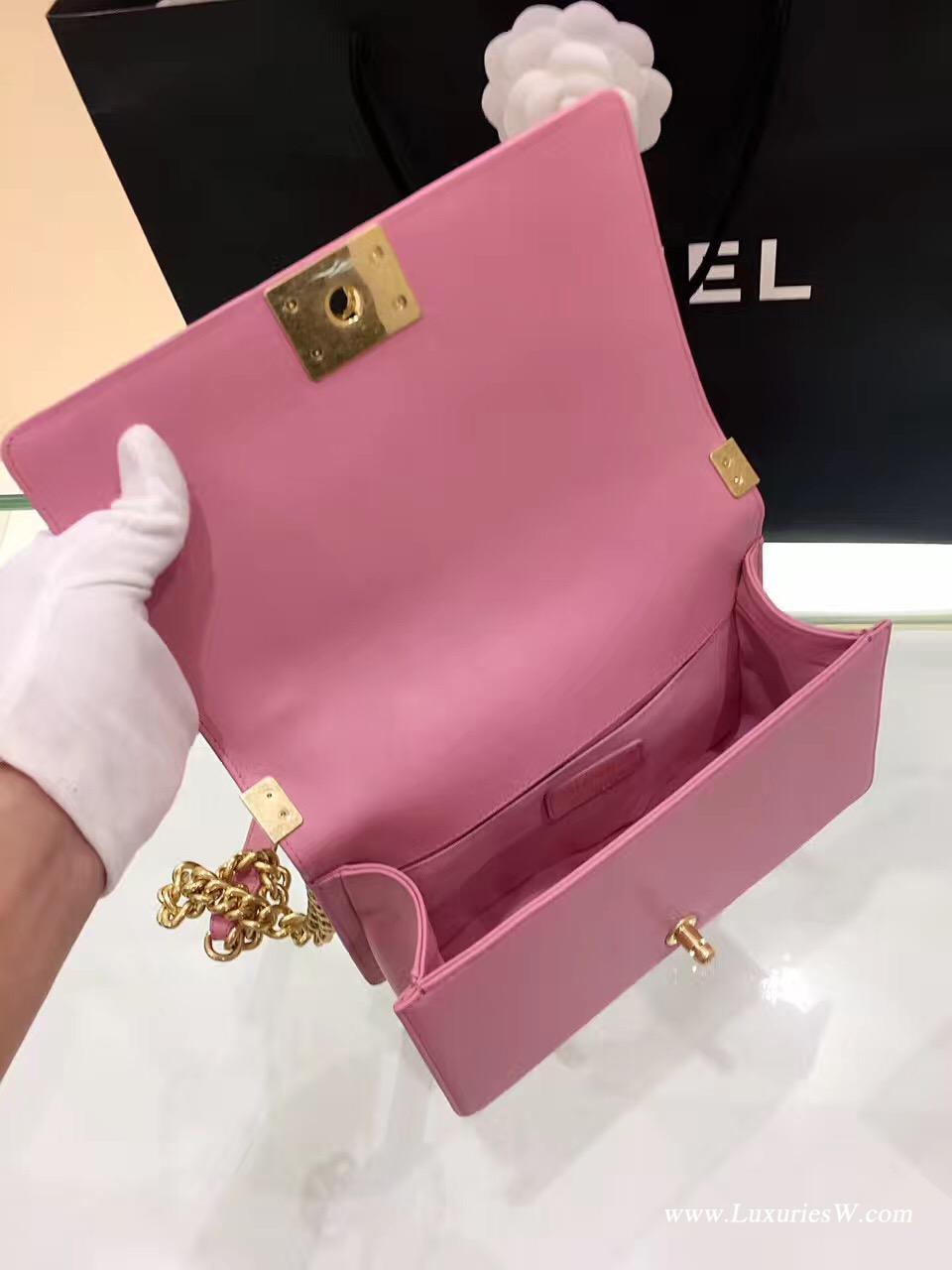 小香包 Leboy bag 28CM粉色口蓋包 配以手柄鏈條包