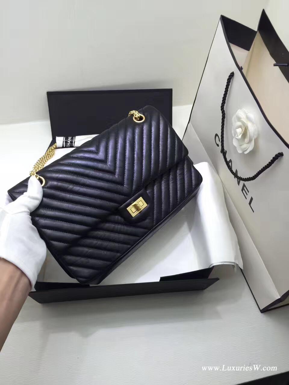 小香經典款女包大號Large 2.55 handbag口蓋包V型復古小牛皮