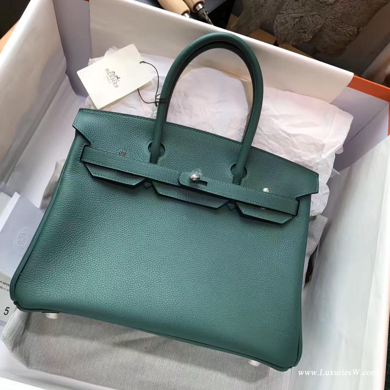 愛馬仕hermes 鉑金包Birkin包袋30 togo Z6 Malachite 孔雀綠