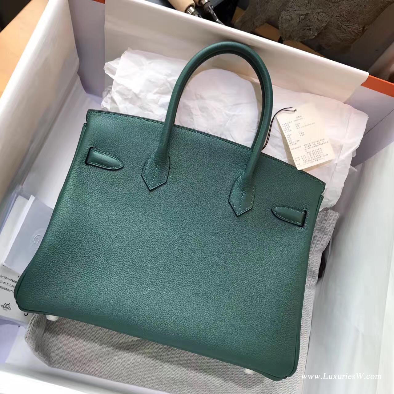 愛馬仕hermes 鉑金包Birkin包袋30 togo Z6 Malachite 孔雀綠