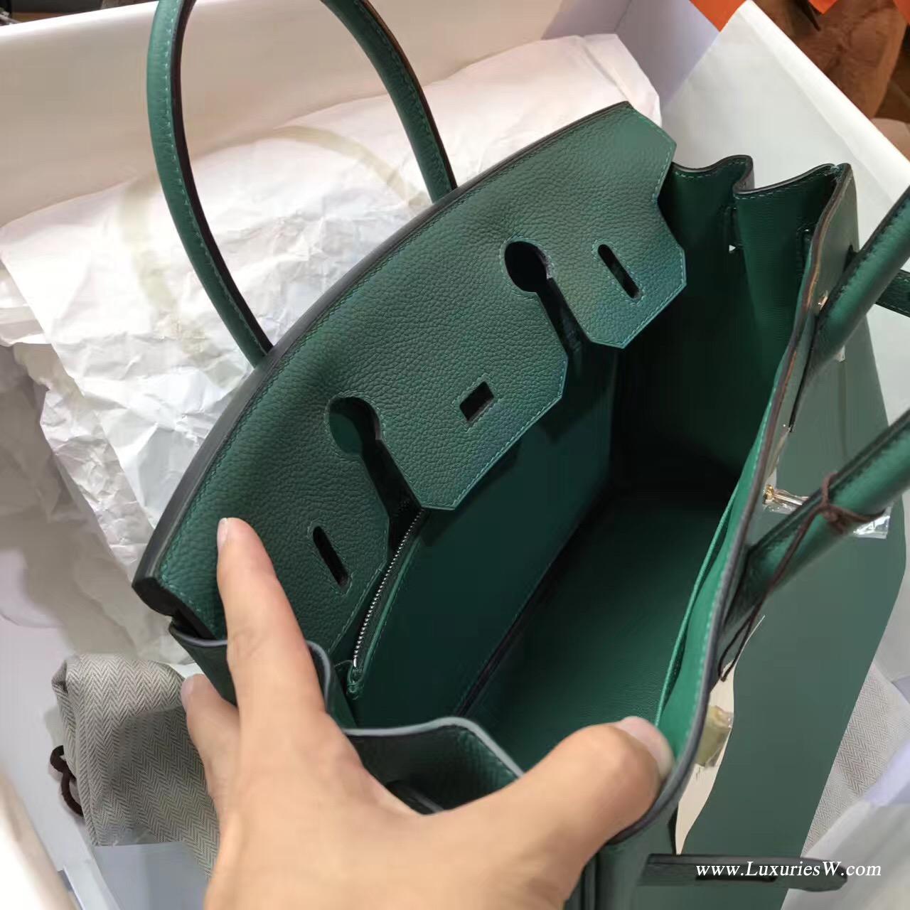 愛馬仕hermes 鉑金包Birkin包袋30 togo Z6 Malachite 孔雀綠