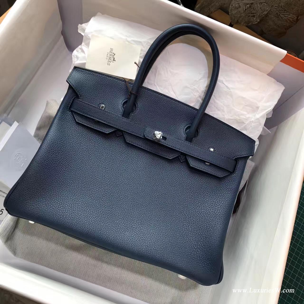 愛馬仕hermes 鉑金包Birkin包袋30 togo CK73 Blue Sphir寶石藍色