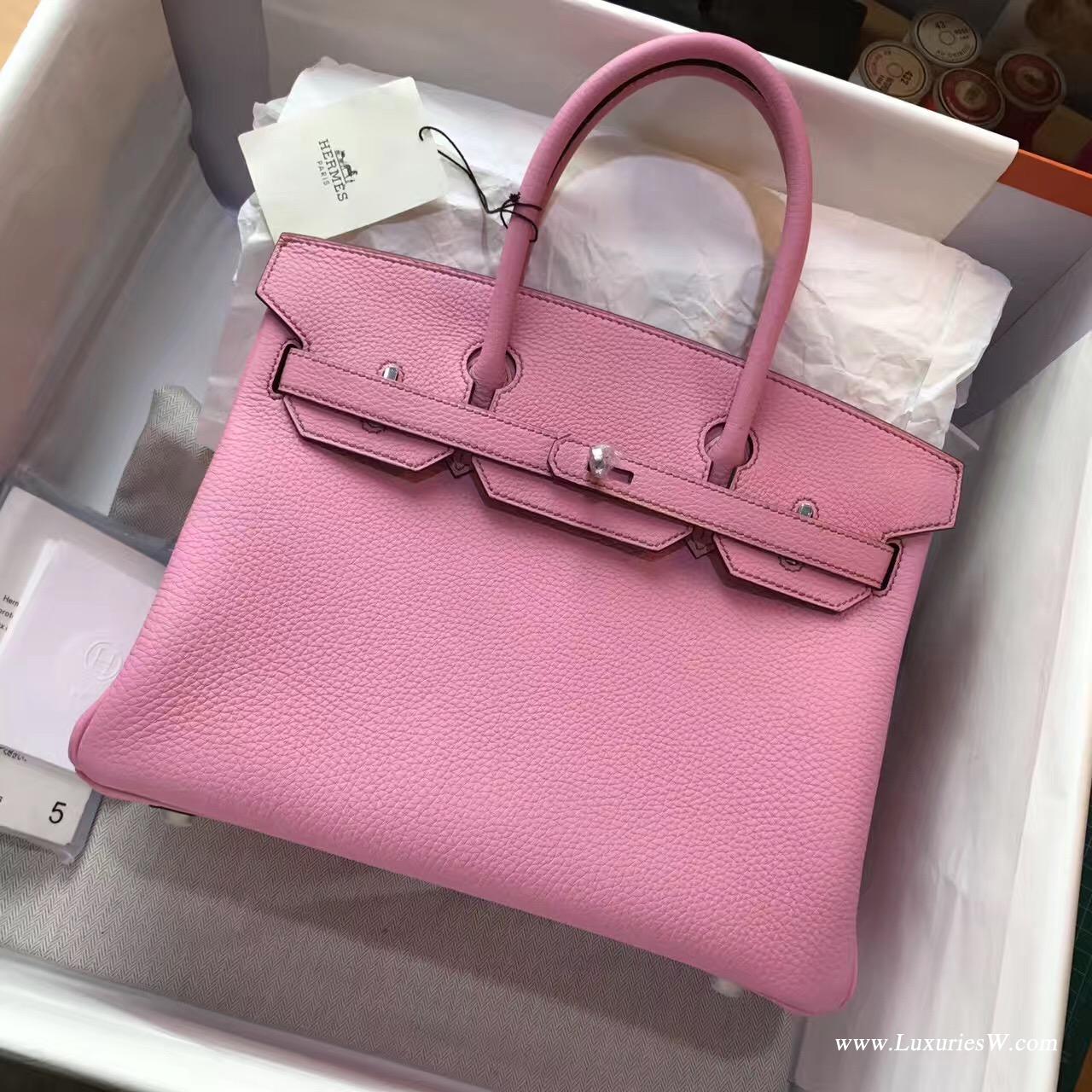 愛馬仕hermes 鉑金包Birkin 30 togo 5P Pink櫻花粉色銀扣