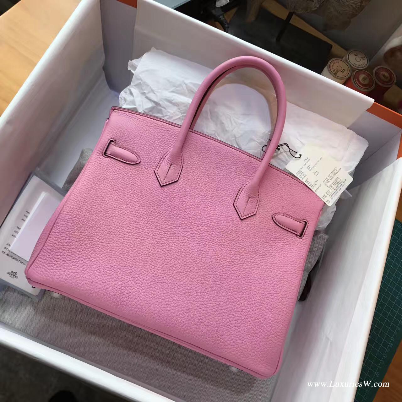 愛馬仕hermes 鉑金包Birkin 30 togo 5P Pink櫻花粉色銀扣